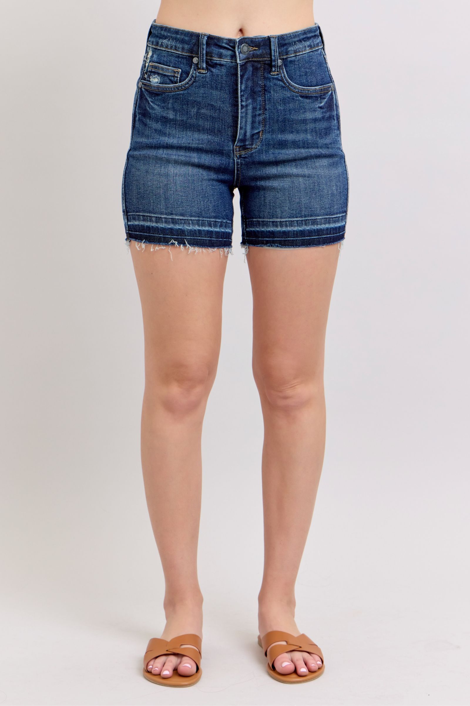 Judy Blue High Waist Tummy Control Destroy Release Hem Shorts