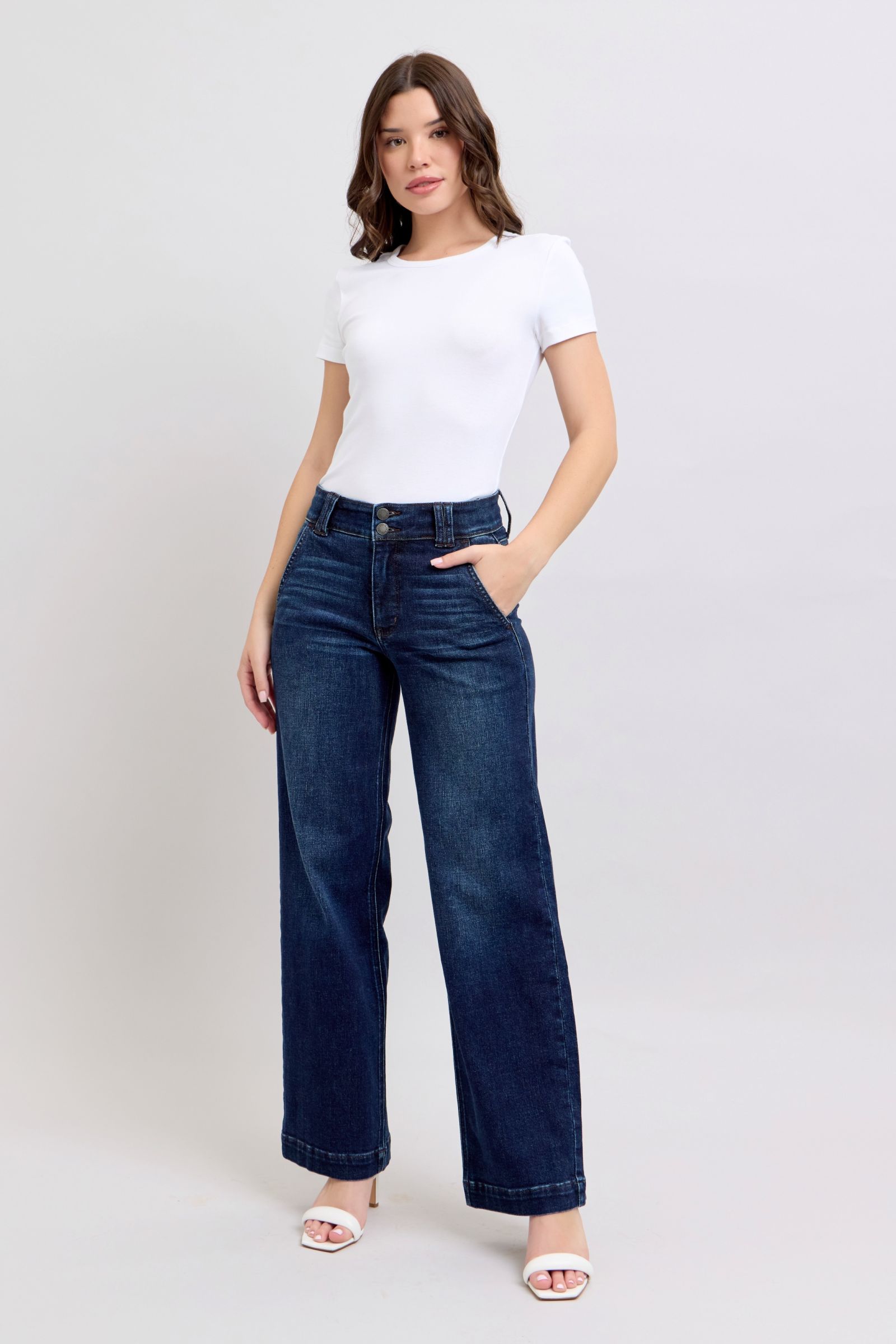 Judy Blue High Rise Wide-Leg Jean Dark Wash, Inseam 32"