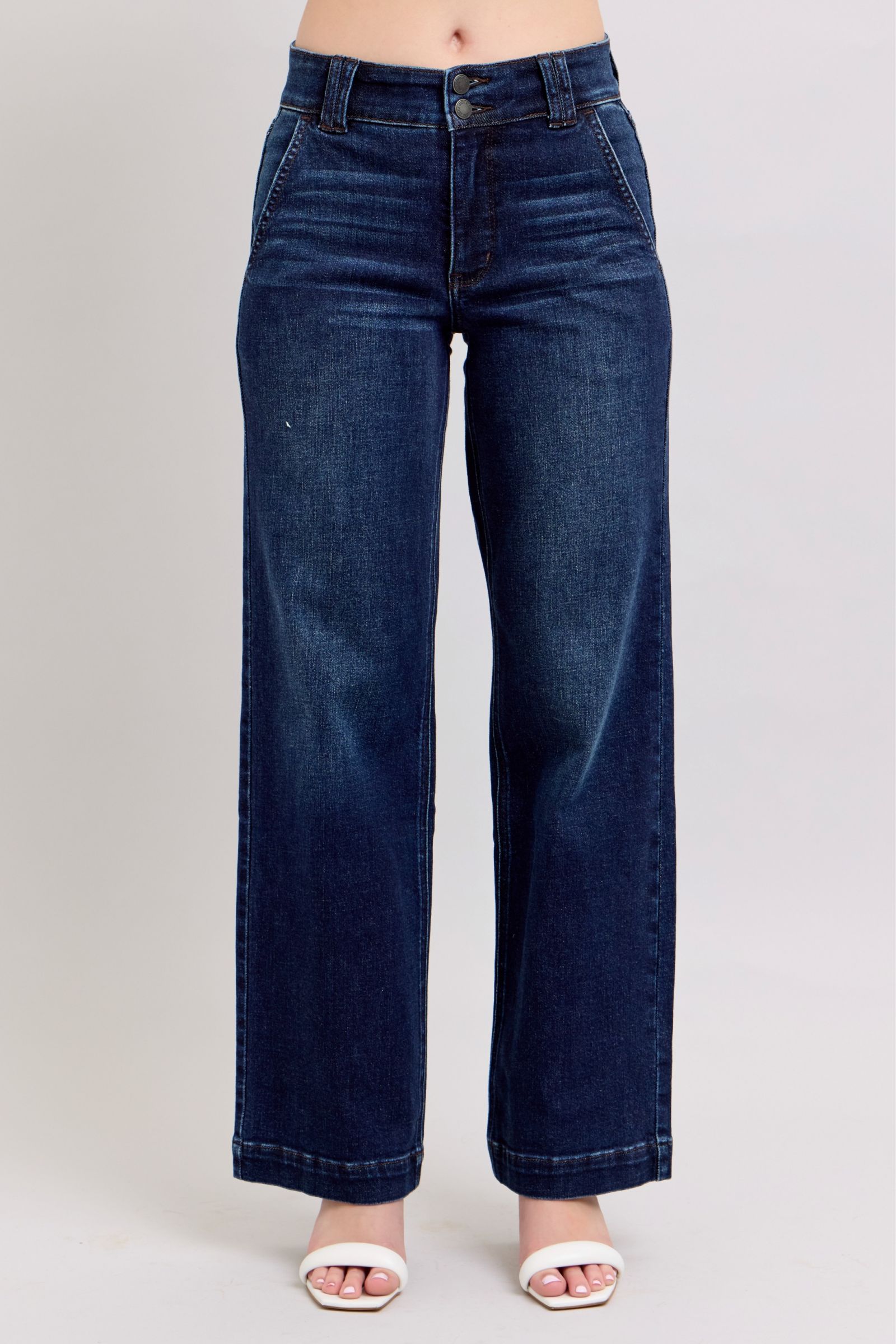 Judy Blue High Rise Wide-Leg Jean Dark Wash, Inseam 32"